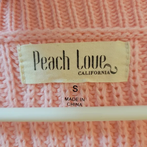 Size S colored knit sweater cardigan Peach Love California pink yellow green - Picture 4 of 5
